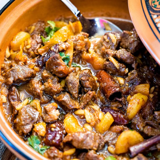 Lamb Tagine with Dates and Apricots - Recipe photo by Silk Road Recipes