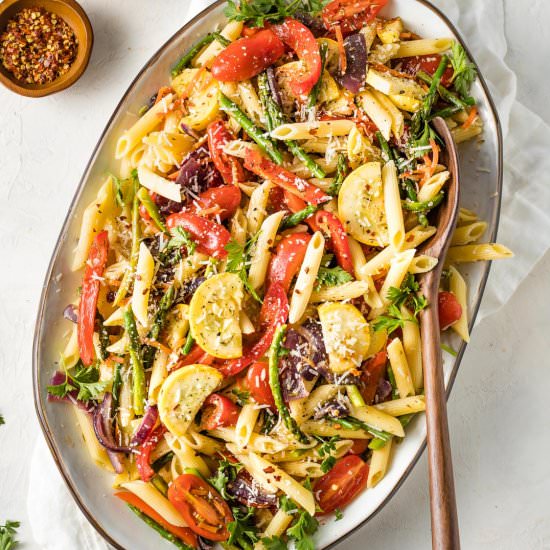 Lemony Herb Pasta Primavera - Recipe photo by nourishandfete
