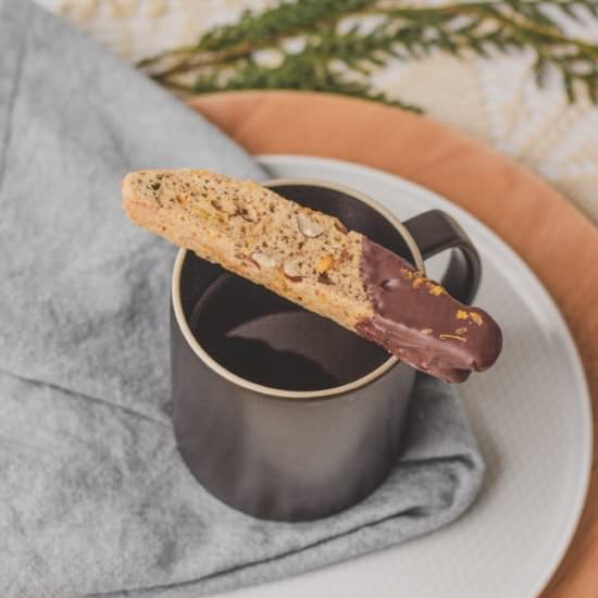 chocolate dipped oat pulp biscotti - Recipe photo by closedloopcooking