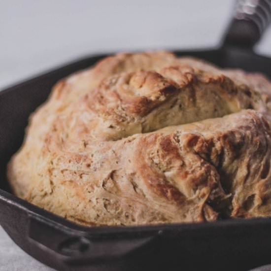 vegan cast iron skillet bread - Recipe photo by closedloopcooking
