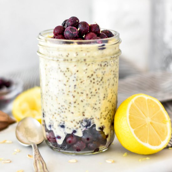 Lemon Blueberry Overnight Oats - Recipe photo by FoodborneWellness