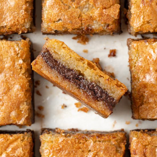 Nutella Blondies - Recipe photo by cookiedoughdiaries