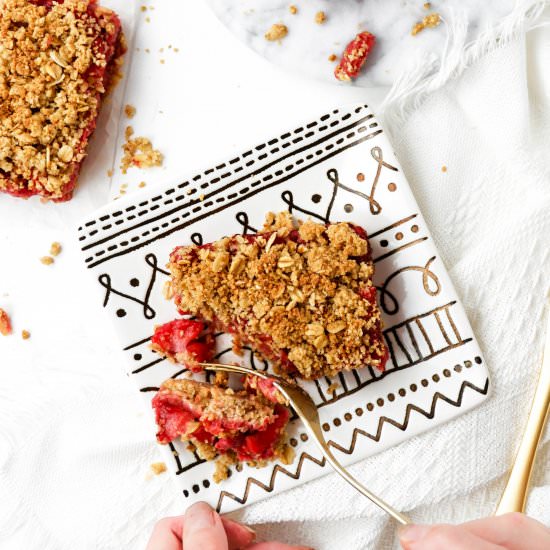 Strawberry Crumble Bars - Recipe photo by TheChestnutBakery
