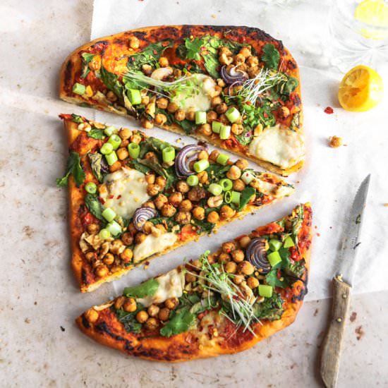 Vegan Chickpea&Spinach Masala Pizza - Recipe photo by cookingwithparita