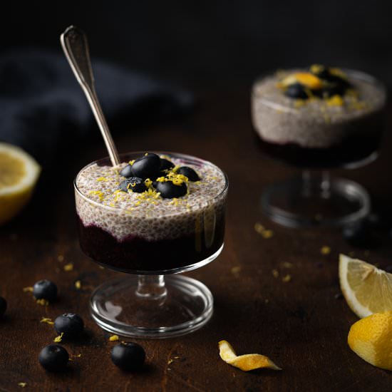 Blueberry Lemon Chia Pudding - Recipe photo by Liv Vegan Strong