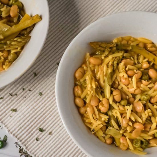 Lemon White Bean Orzo Stew - Recipe photo by plantedwithkatie