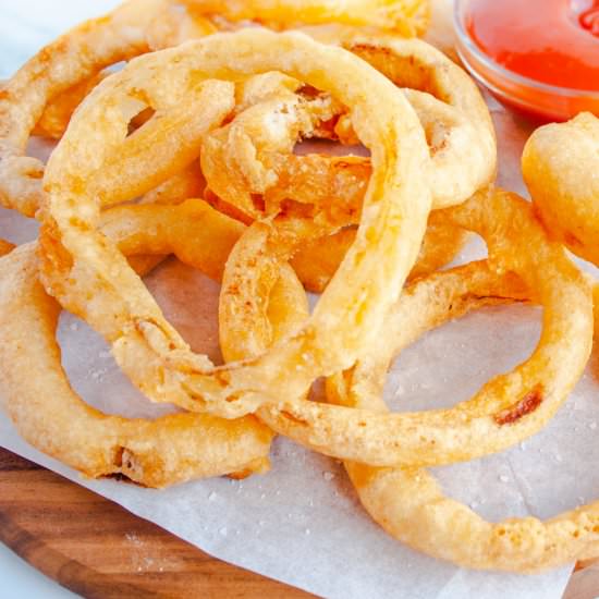 Beer Battered Onion Rings - Recipe photo by the darling apron