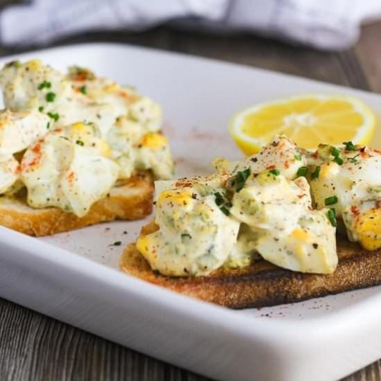 Deviled Egg Toast - Recipe photo by taoofspice