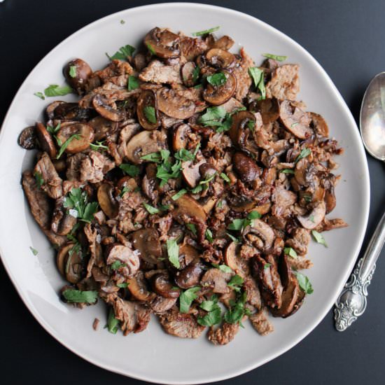 Steak with Balsamic Mushrooms - Recipe photo by lesyaholzapfel