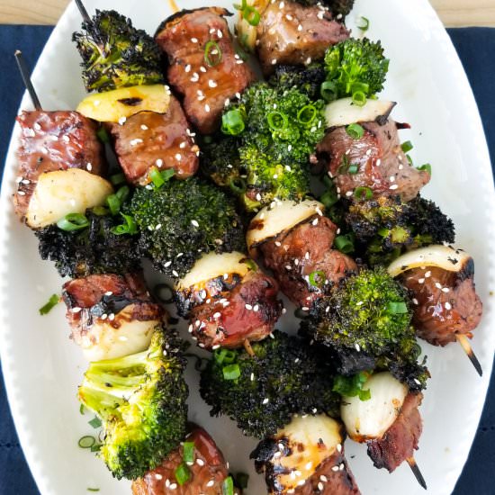 broccoli beef skewers - Recipe photo by amandacooksandstyles