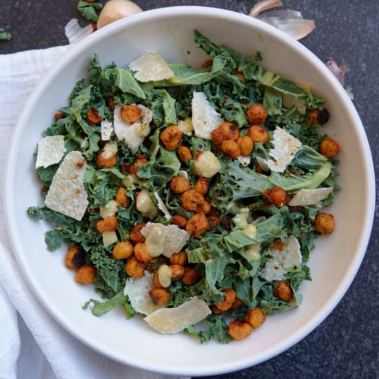 Kale Caesar Salad - Recipe photo by Mintykitchen