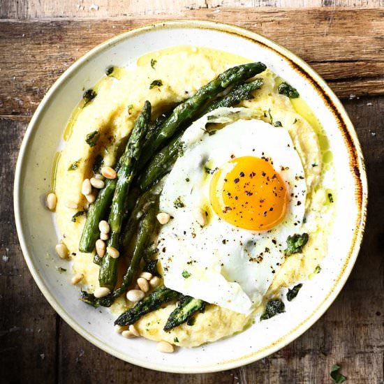Polenta with Butter Asparagus - Recipe photo by servingdumplings