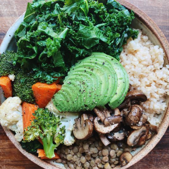 Buddha Bowls + Chile Peanut Sauce - Recipe photo by karliecooksplants