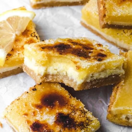 Bruleed Lemon Cheesecake Bars - Recipe photo by thecupcakechronicles