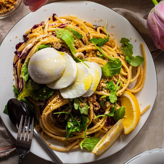 40 Clove Bucatini with Radicchio - Recipe photo by rhubarbandcod