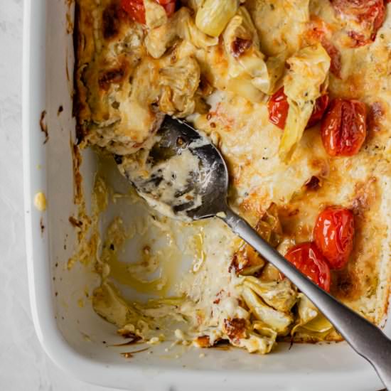 Goat Cheese Roasted Artichoke Dip - Recipe photo by gatheredatmytable