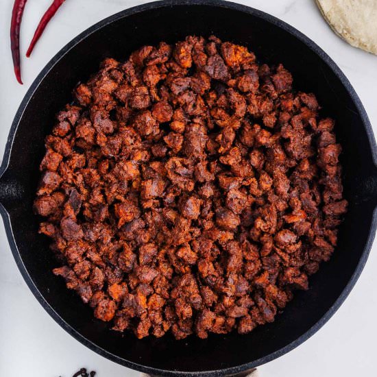 Vegan Mexican Chorizo - Recipe photo by brokebankvegan