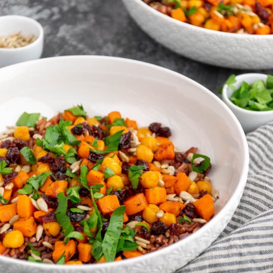 Red rice salad with roasted carrot - Recipe photo by Good Balanced Food