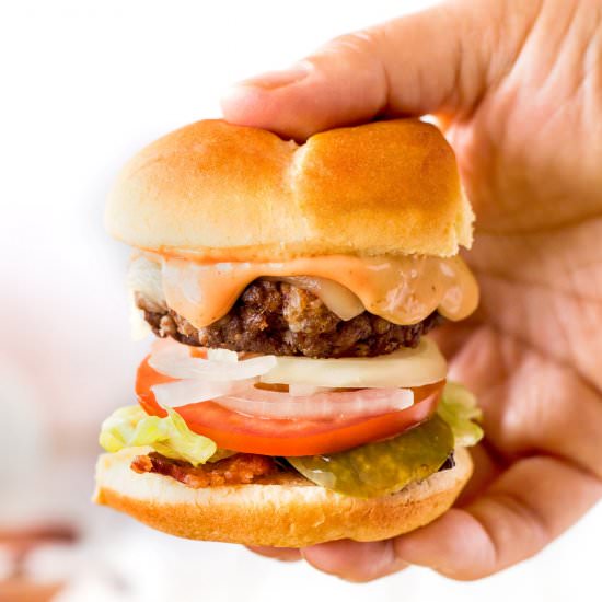 Beef & Sausage Slider Burgers - Recipe photo by BBQing With The Nolands