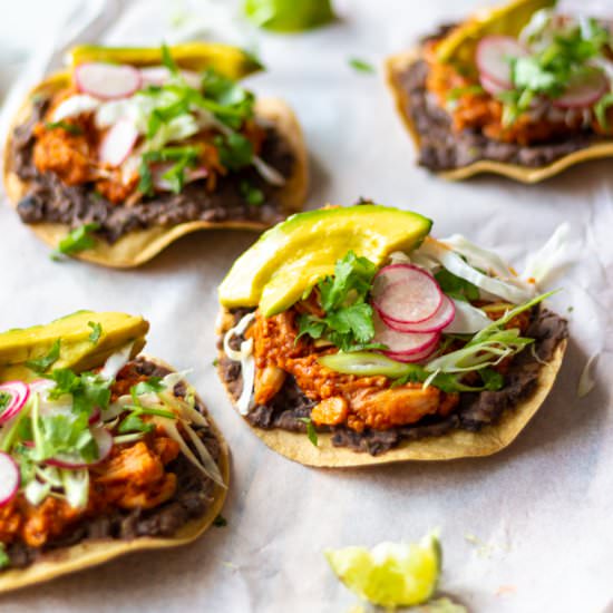 Smoky Jackfruit Tinga Tostadas - Recipe photo by maddysavenue