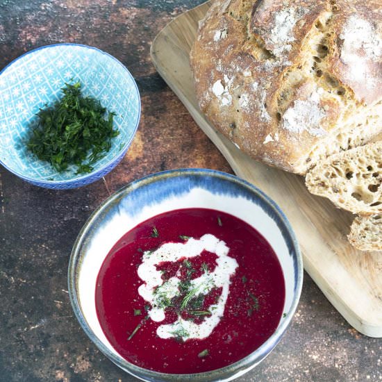 Vibrant beetroot soup - Recipe photo by Mandy Sneaky Veg