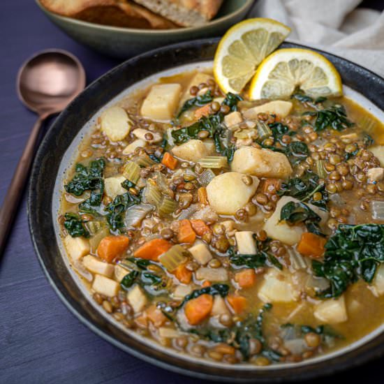 Lebanese Lentil Soup with Lemon - Recipe photo by skinnyspatula
