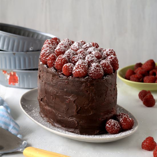 chocolate raspberry layer cake - Recipe photo by davebakes
