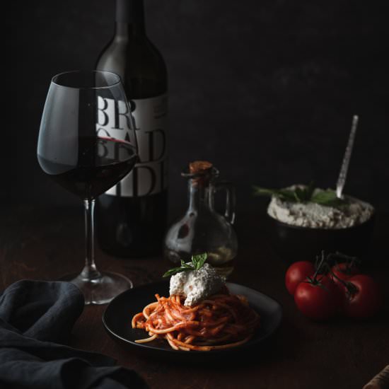 Tomato Basil Pasta W/ Tofu Ricotta - Recipe photo by Liv Vegan Strong