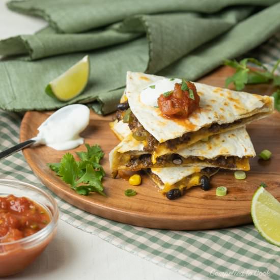Beef and Black Bean Quesadillas - Recipe photo by Compelled To Cook
