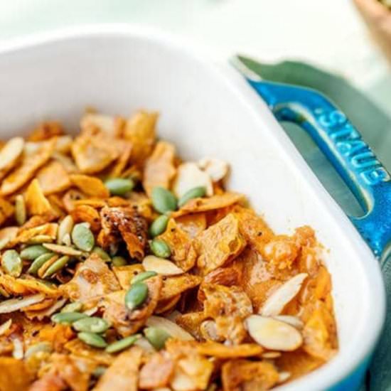 Buñuelos Sweet Potato Casserole - Recipe photo by sietefoods