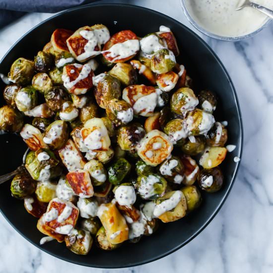 Halloumi Brussels Sprouts - Recipe photo by lesyaholzapfel