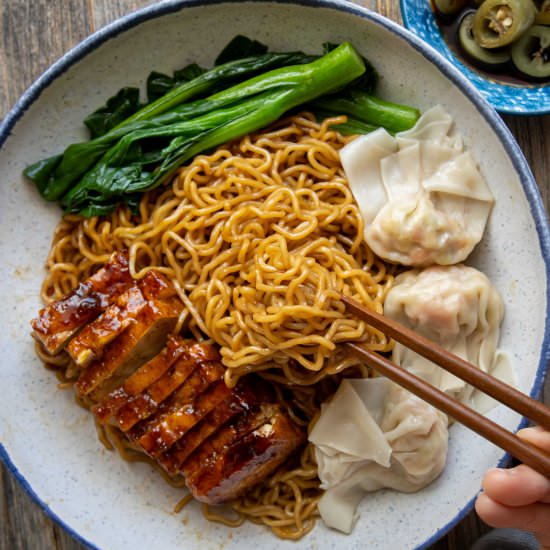 Tofu Char Siu Wonton Noodles - Recipe photo by WoonHeng