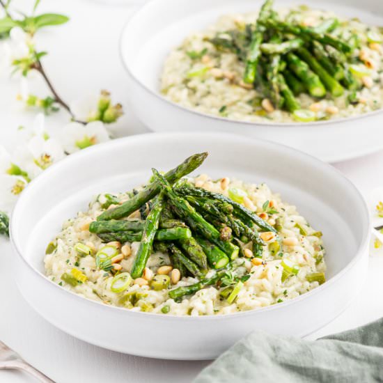 vegan asparagus risotto - Recipe photo by saragatheringdreams