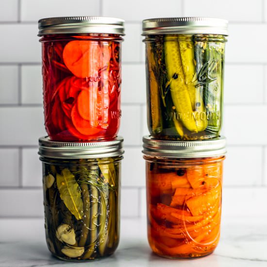 quick pickled vegetables (4 ways) - Recipe photo by killingthyme