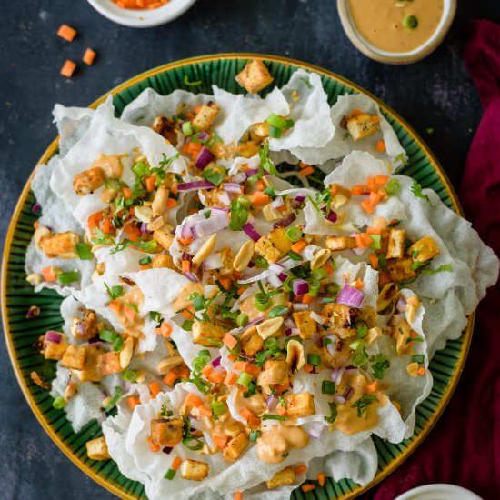 Rice Paper Crisp Nachos - Recipe photo by Herbivore Cucina