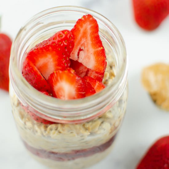 PB&J Overnight Oats - Recipe photo by fakeginger