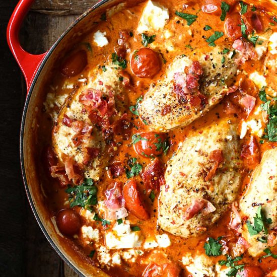 Creamy Tomato Chicken with Feta - Recipe photo by servingdumplings