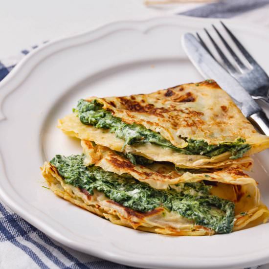 Spinach and Cheese Crepe Recipe - Recipe photo by yummology
