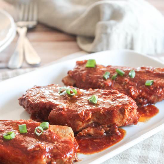 Slow Cooker Honey Garlic Pork Chops - Recipe photo by Simple and Savory