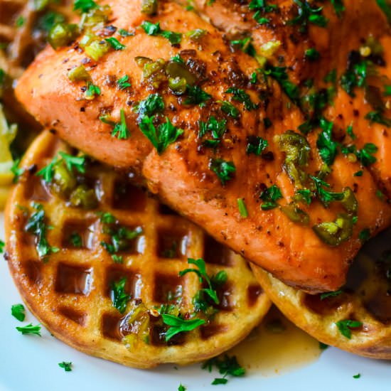 Hot Honey Salmon with Cajun Butterm - Recipe photo by forksandstraws