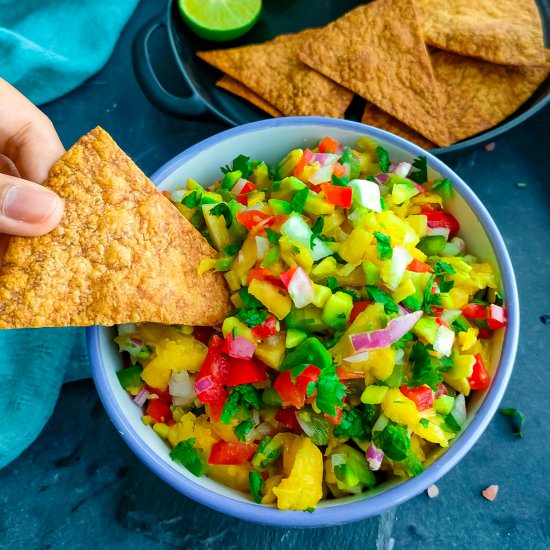 Fresh pineapple avocado salsa - Recipe photo by Sheeba@gohealthy