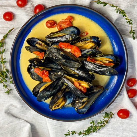 Belgian style Mussels in White Wine - Recipe photo by TasteAbroad