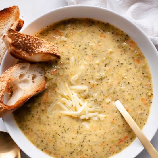 Lightened Up Broccoli Cheddar Soup - Recipe photo by erinliveswhole