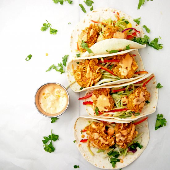Bang Bang Shrimp Tacos - Recipe photo by AGratefulMeal