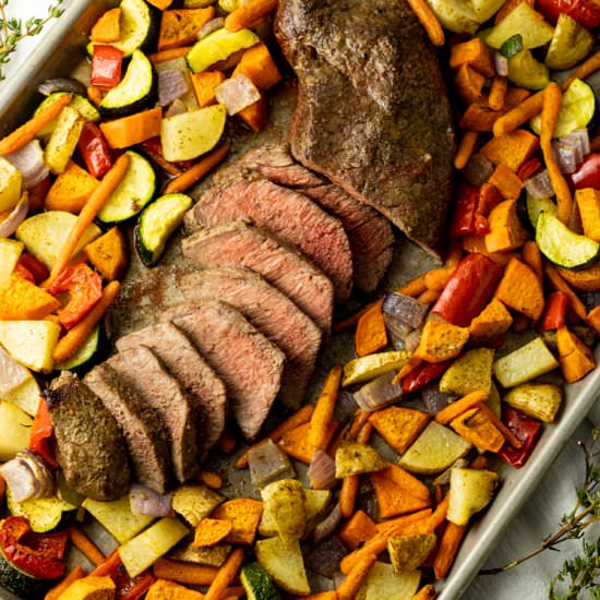 London Broil Sheet Pan Dinner - Recipe photo by feedingyourfam