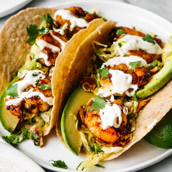 Best Shrimp Tacos - Recipe photo by Downshiftology