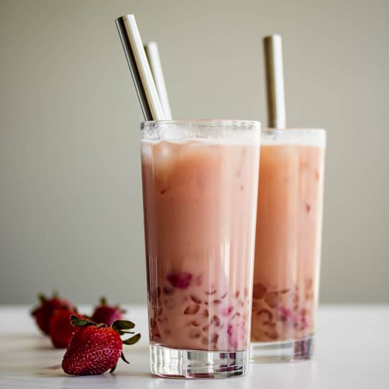 Strawberry Milk Tea - Recipe photo by Milk and Pop