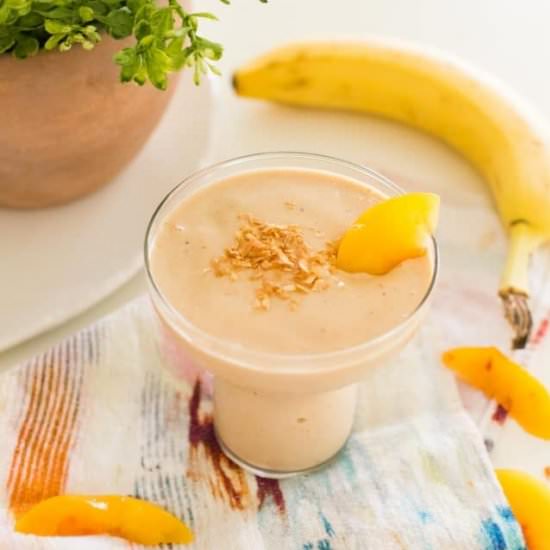 Easy Banana Peach Smoothie - Recipe photo by SugarAndCloth