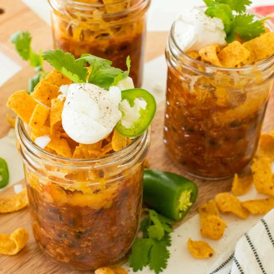 Frito Pie Mason Jars - Recipe photo by SugarAndCloth