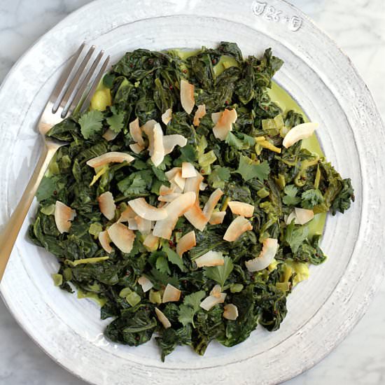 Coconut Creamed Greens - Recipe photo by twoofakindcooks